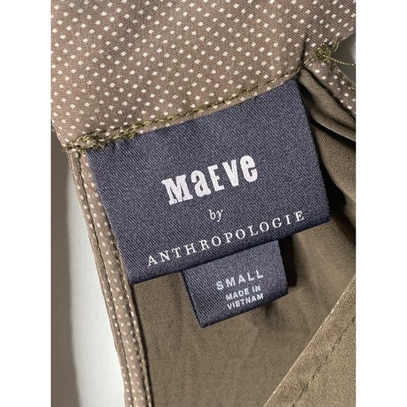 MAEVE by Anthropologie Olive Green Cold Shoulder Cupra Women's Midi Dress Small - Picture 3 of 7